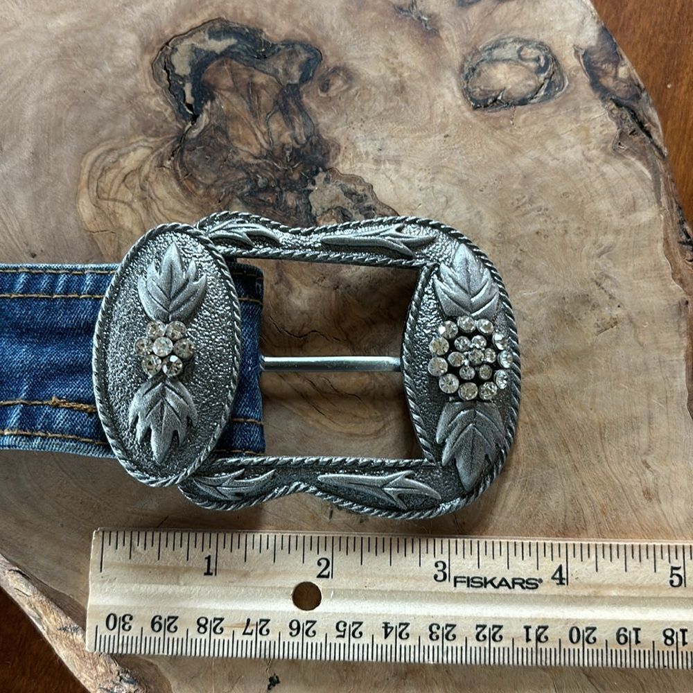 Denim & Rhinestone Buckle Belt - M - Picture 6 of 7